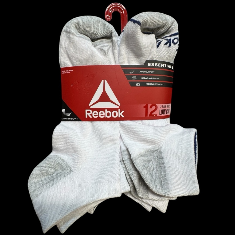Reebok Performance Athletic Essential Low Cut Breathable Mesh Socks 12-Pack NWT
